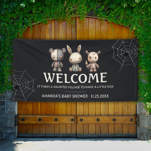 Black Cute Halloween Baby Shower Welcome Vinyl Banner