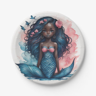 black cute mermaid paper plate