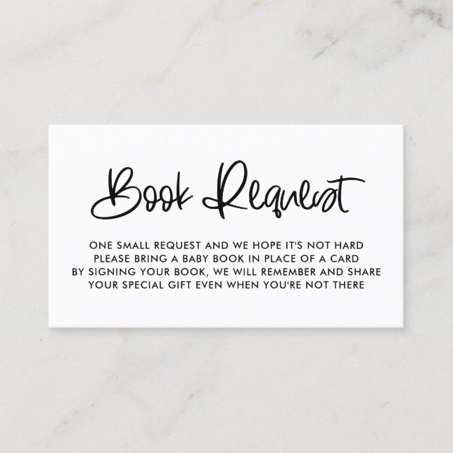 Black Cute Modern Calligraphy Book Request Card (Front)