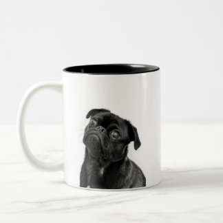 Black Cute Pug Two-Tone Mug