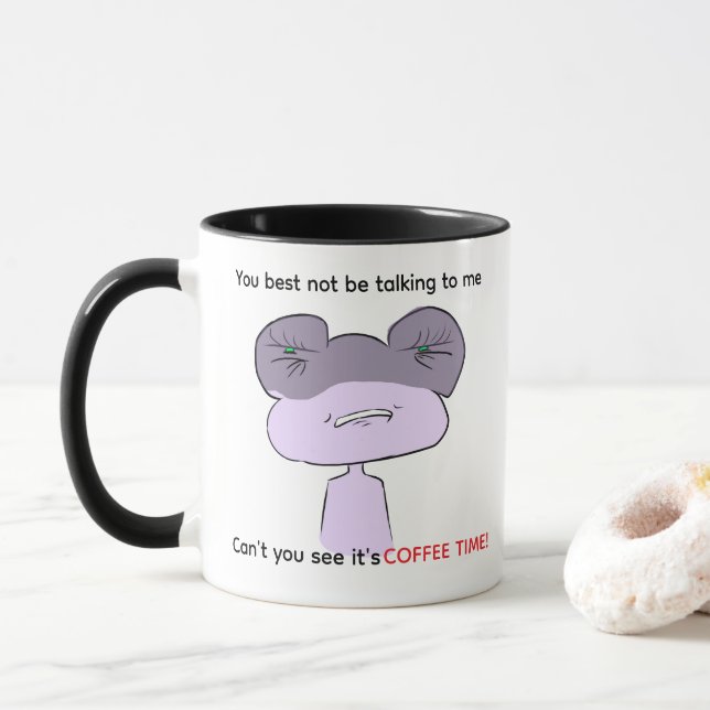 Black cute relatable frog mug for coffee lovers (With Donut)