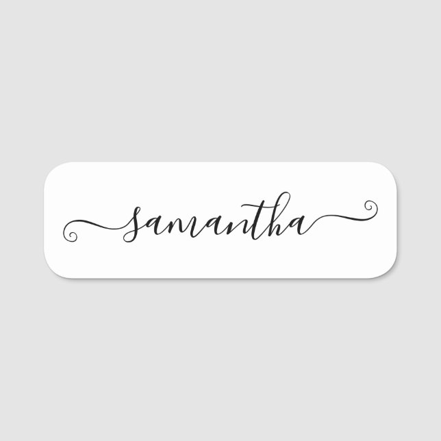 Black Cute Signature Script Name Tag (Front)