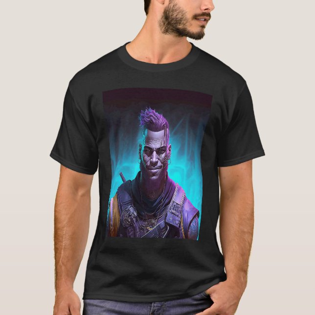 Black Cyberpunk Warrior T-Shirt (Front)