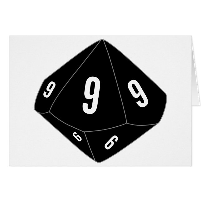 Black D10 Table Number Card (Front Horizontal)