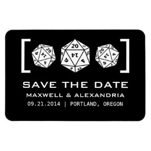 Black D20 Dice Gamer Save the Date Magnet