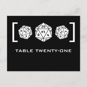 Black D20 Dice Gamer Table Number Postcard