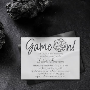 Black D20 Game On RPG Tabletop Fantasy Dice Invitation