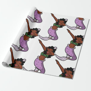 black dabbing mermaid wrapping paper