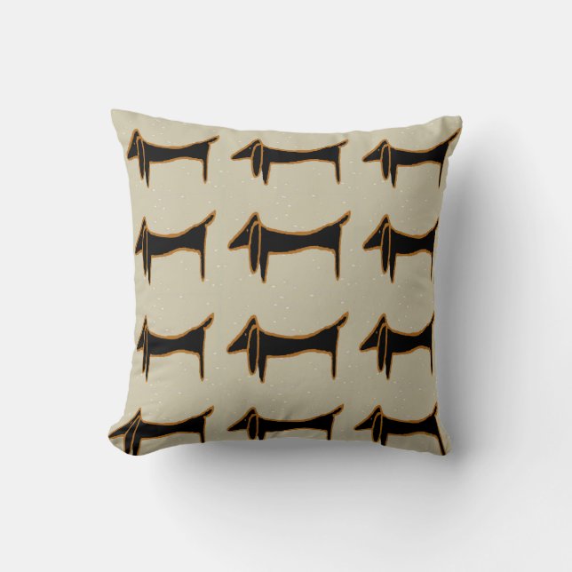 Black Dachshund Abstract Cushion (Front)