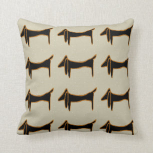 Black Dachshund Abstract Cushion