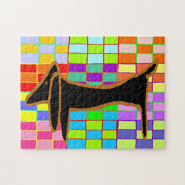 Black Dachshund Abstract Jigsaw Puzzle (Horizontal)