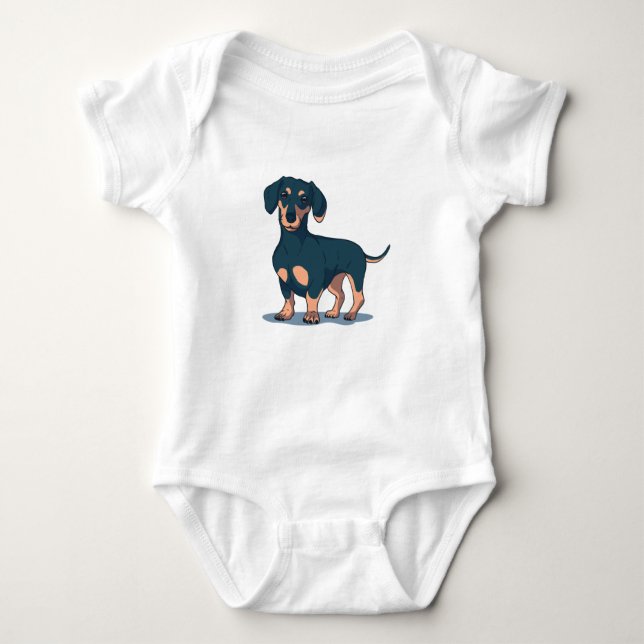 Black Dachshund Baby Bodysuit (Front)