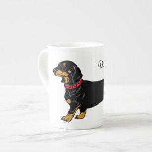 black dachshund bone china mug