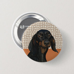 Black Dachshund Dog Portrait Dog Lovers 6 Cm Round Badge