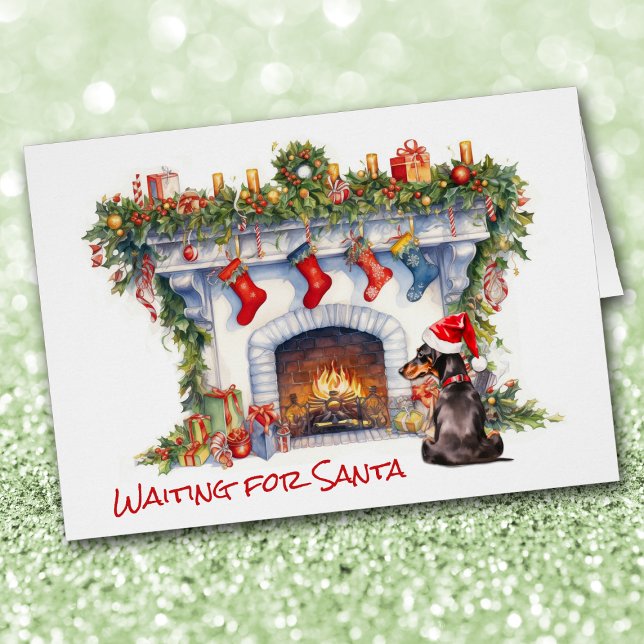 Black Dachshund Dog Wait for Santa Fireplace (Creator Uploaded)