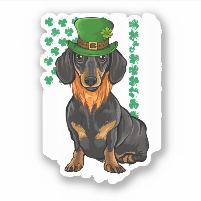 Black Dachshund St Patricks Day Irish American Fla (Front)