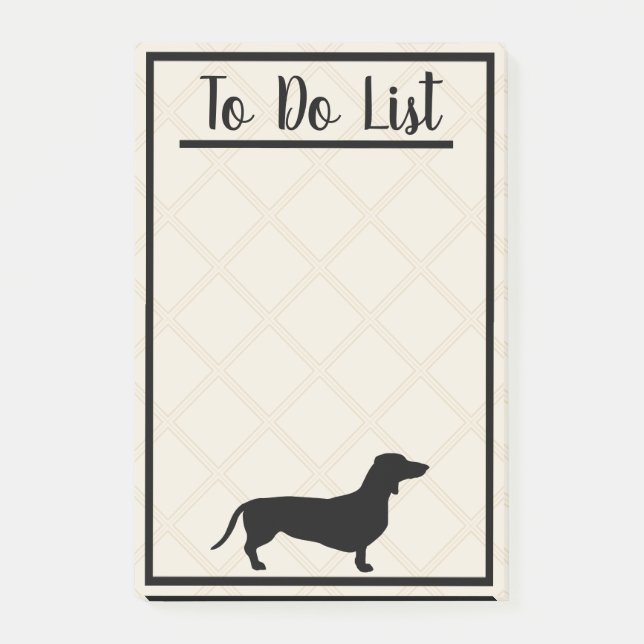 Black Dachshund To Do List Post-it Notes (Front)