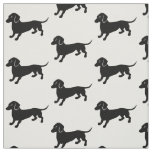 Black Dachshunds Simple Black and White Fabric