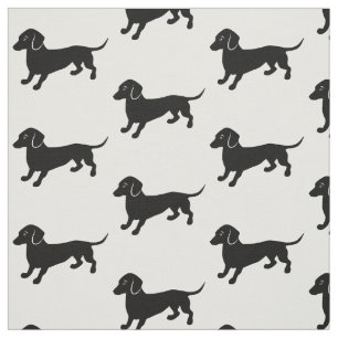 Black Dachshunds Simple Black and White Fabric
