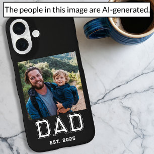 Black Dad Established Bold Typography Photo iPhone 16 Case