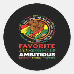 Black Dad Hero Role Model Ambitious Strong  Classic Round Sticker