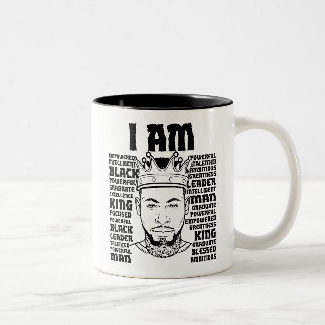 Black Dad Melanin Christian Man Faithful Believer Two-Tone Coffee Mug (Right)