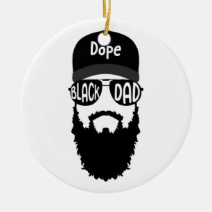 Black Dad With Beard Father's Day Ceramic Ornament