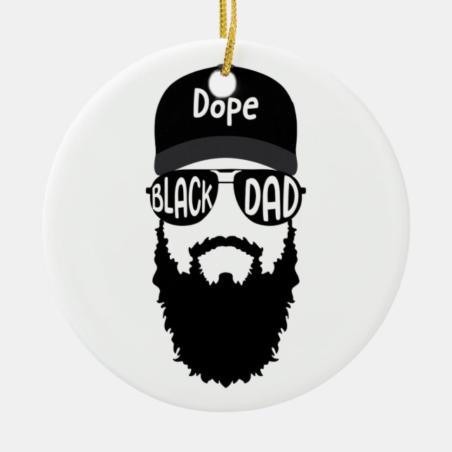 Black Dad With Beard Father's Day Ceramic Ornament (Front)