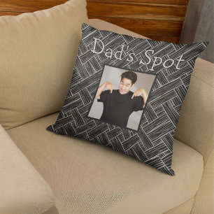 Black Dad's Spot Couch Photo Father's Day Gift  Cushion