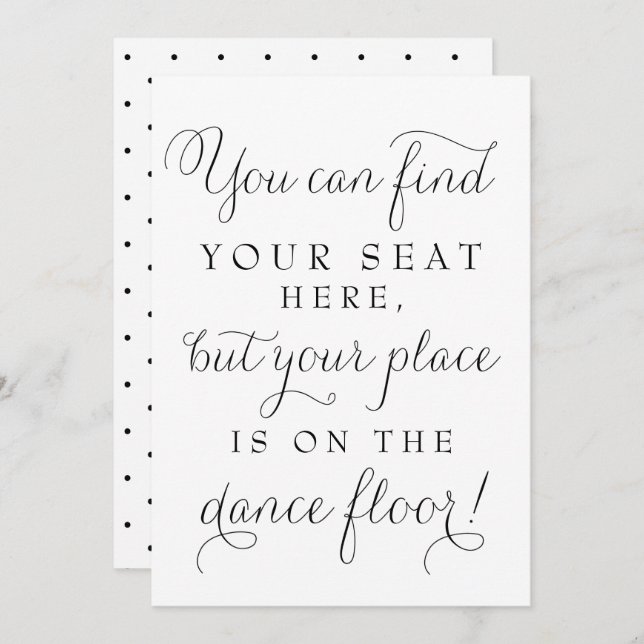 Black Dainty Script Wedding Find Your Seat Sign Invitation (Front/Back)