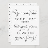 Black Dainty Script Wedding Find Your Seat Sign