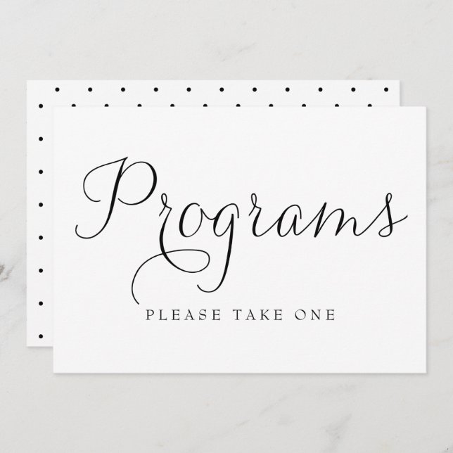 Black Dainty Script Wedding Programs Sign (Front/Back)
