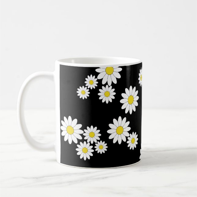 Black Daisy Coffee Mug (Left)