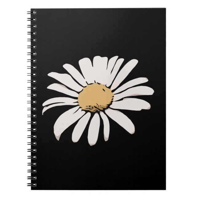 Black Daisy Floral Photo Notebook (Front)