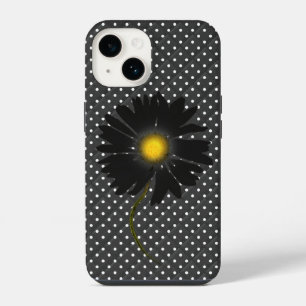 Black Daisy On Dots iPhone 14 Case