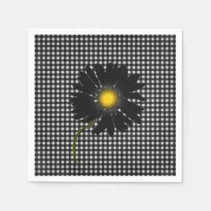 black daisy on gingham background napkin