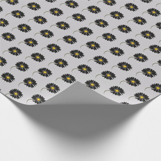 black daisy on grey wrapping paper (Corner)