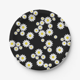 Black Daisy Paper Plates
