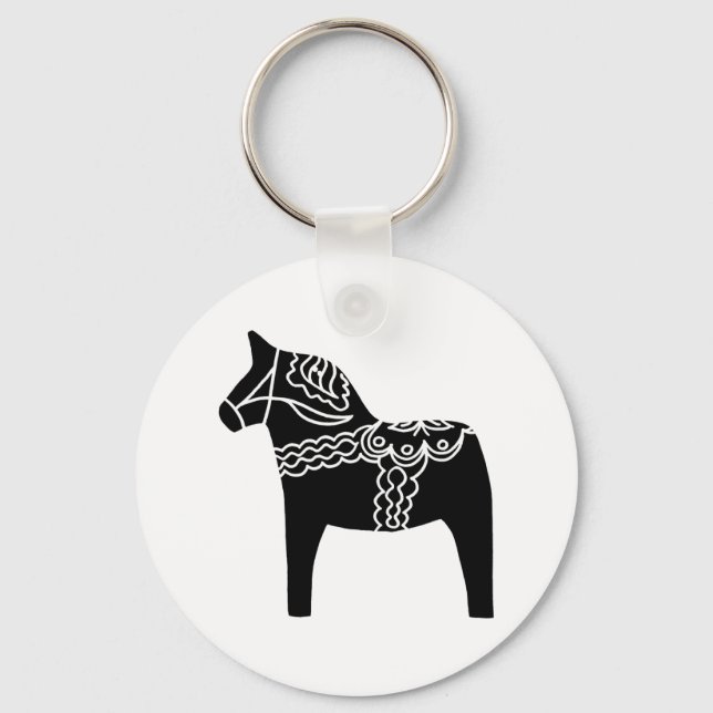 Black Dala Horse Key Ring (Front)
