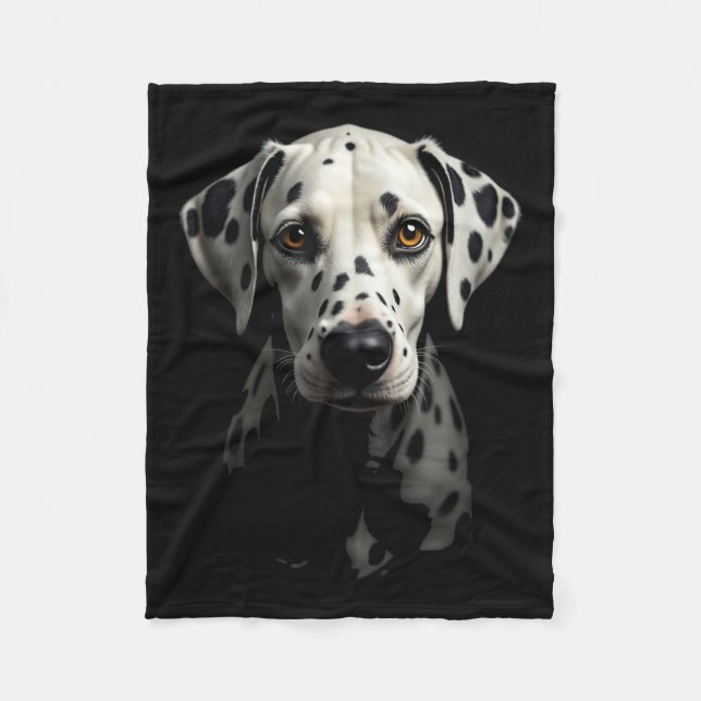 Black Dalmatian Dog Dalmatian Face  Fleece Blanket (Front)