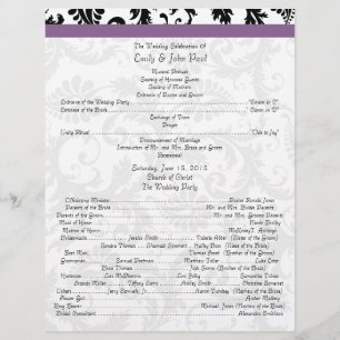 Black Damak Swirls  Wedding Program