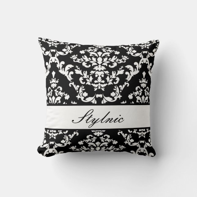 Black Damask #3 @ Stylnic customisable Cushion (Front)