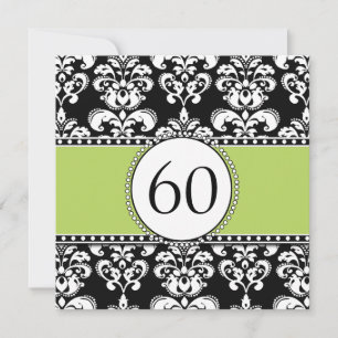 Black Damask 60th Birthday Invitation Green