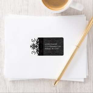 Black Damask Address Labels -