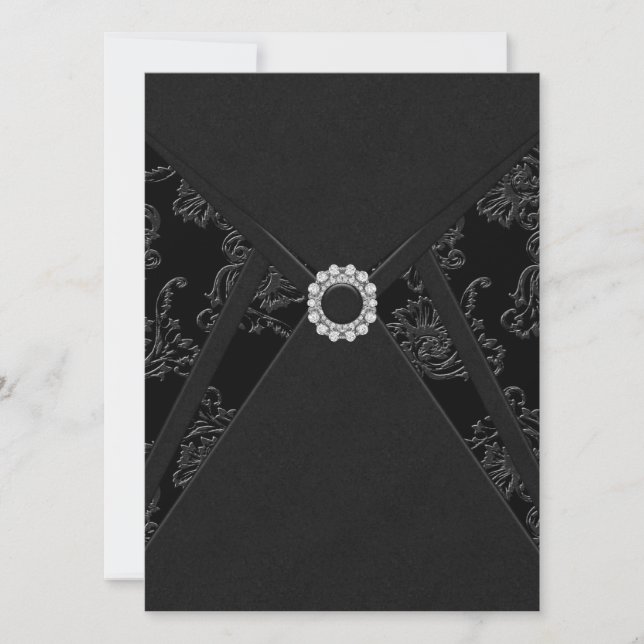 Black Damask All Occasion Party Invitations (Front)