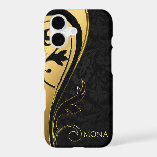 Black Damask And Black Swirl