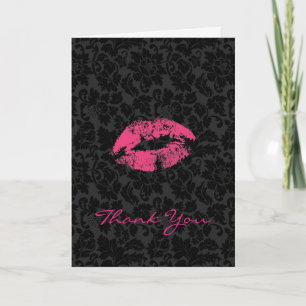 Black Damask And Pink Lips- Thank You