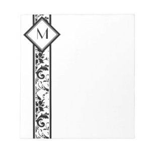 Black Damask Border and Monogram Notepad