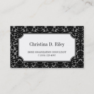 Black damask border frame consultant professional business card