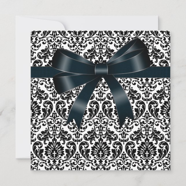 Black Damask Bow Black Tie Party Event Template (Front)